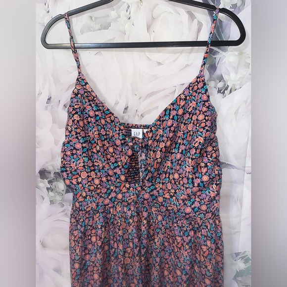 Gap Womens Multicolor Floral Tie Front V-Neck Tiered Maxi Dress Size XL New Tags - Picture 3 of 6